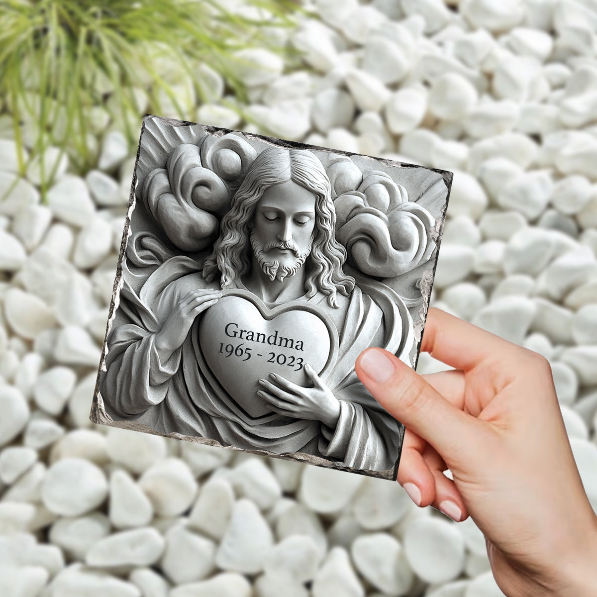 Dieu est avec vous - Pierre commémorative carrée personnalisée