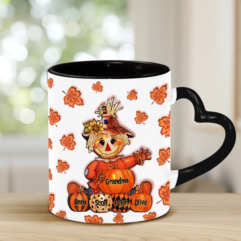 Mug personnalisé « Grand-mère Automne » avec anse en forme de cœur