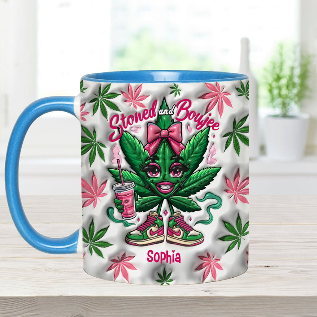 Mug personnalisé « Stoned And Boujee » avec motif cannabis