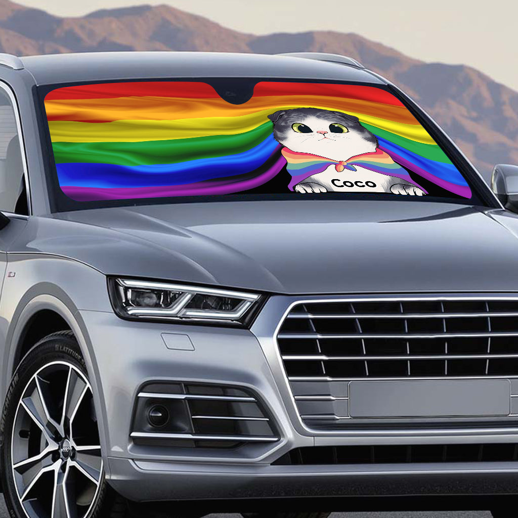 Pare-soleil de voiture personnalisé pour chat Pride Cat
