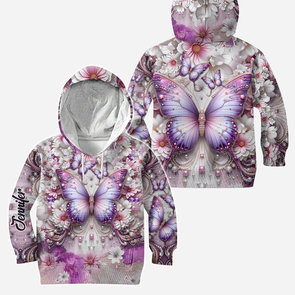 Papillons violets - Sweat à capuche et legging personnalisés papillons