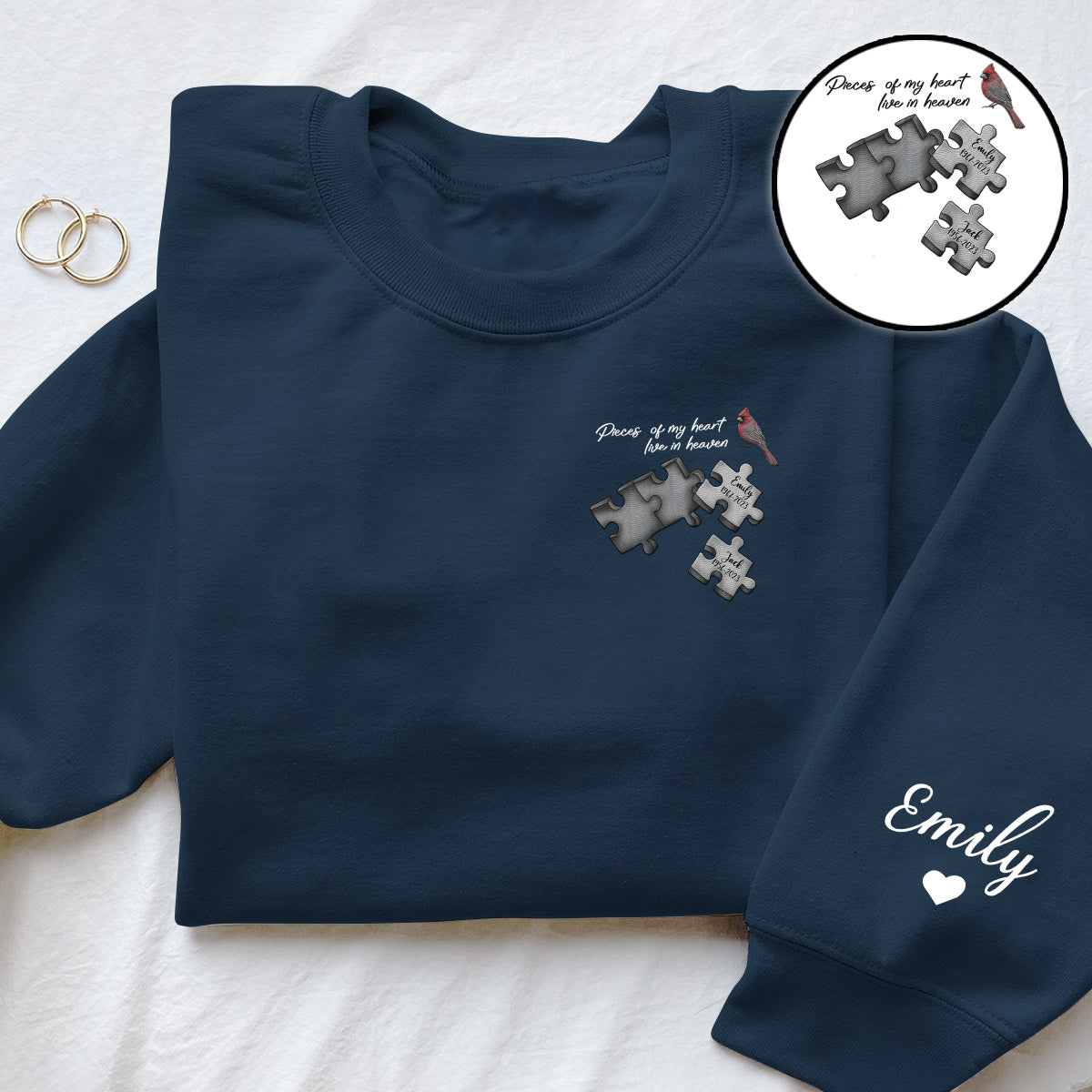 Memorial Butterfly Dragonfly Heaven Feather - Personalized Memorial Embroidered Sweater