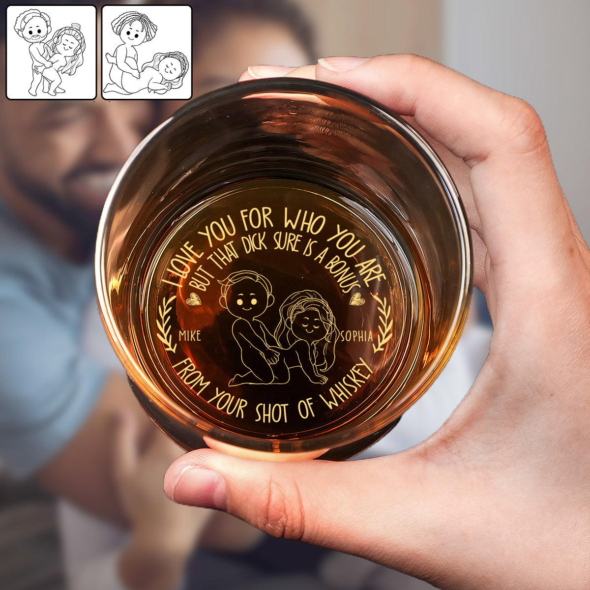 Je t'aime pour qui tu es - Verre à whisky gravé personnalisé pour couple