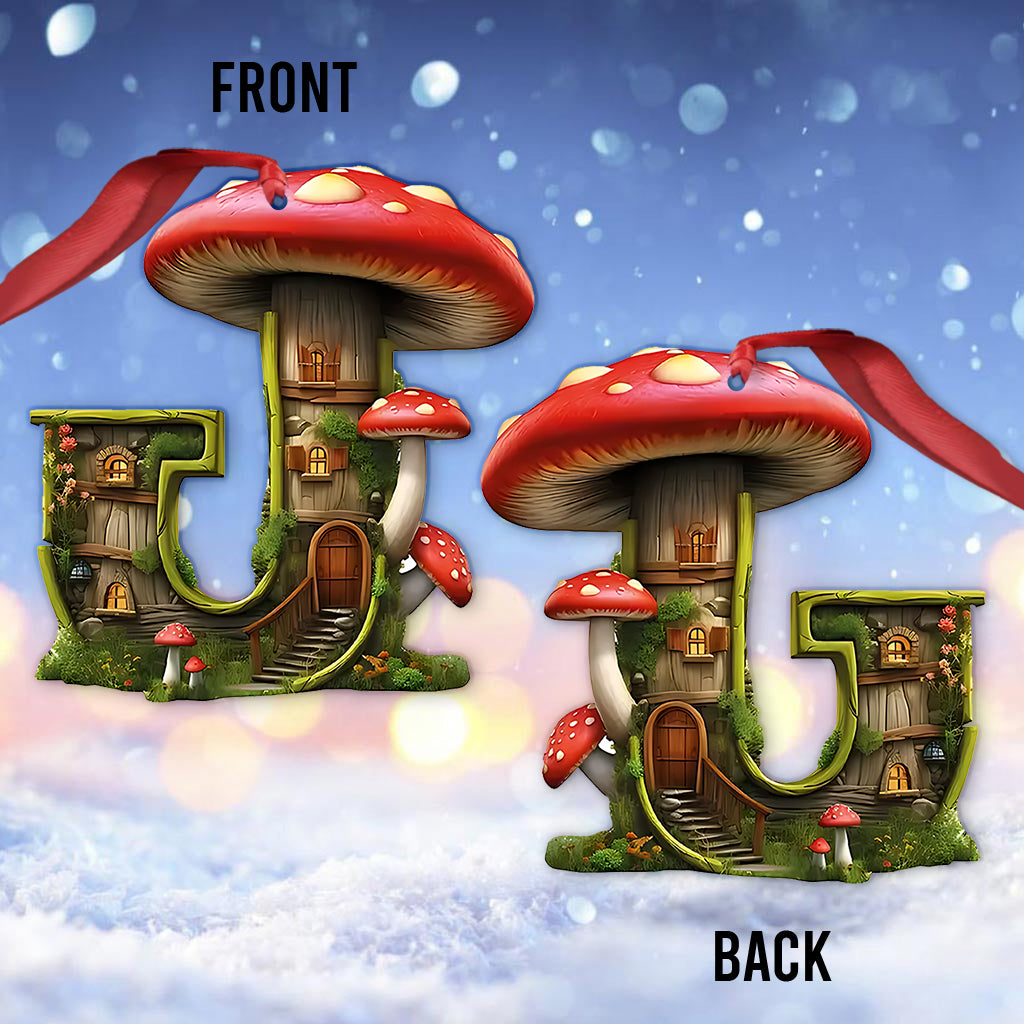 Mushroom Letter Ornament - Personalized Mushroom Ornament