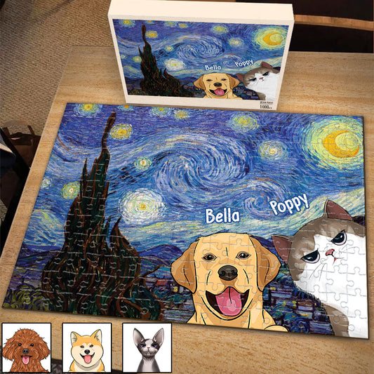 Le Chat de la Nuit étoilée de Van Gogh - Puzzle personnalisé