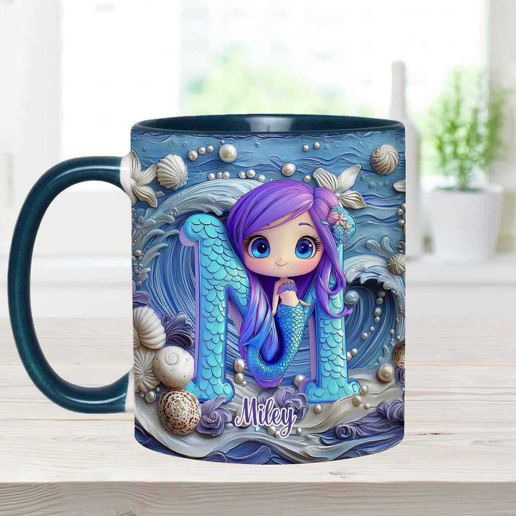 Beautiful Mermaid Letter - Personalized Kid Accent Mug