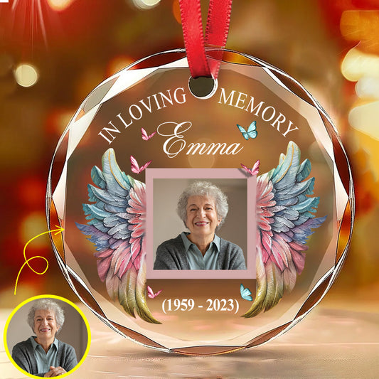 Forever In My Heart - Personalized Memorial Round Shaped Glass Ornament