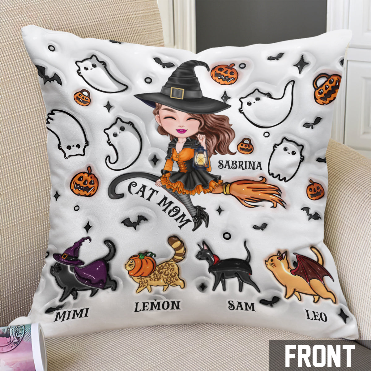 Maman Chat - Coussin décoratif personnalisé pour chat