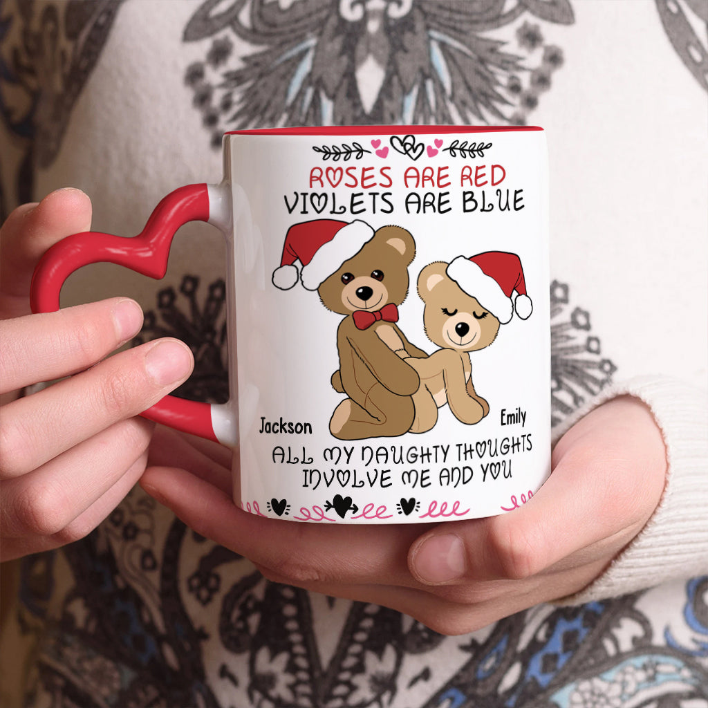 Roses Are Red - Personalized Couple Heart Handle Mug