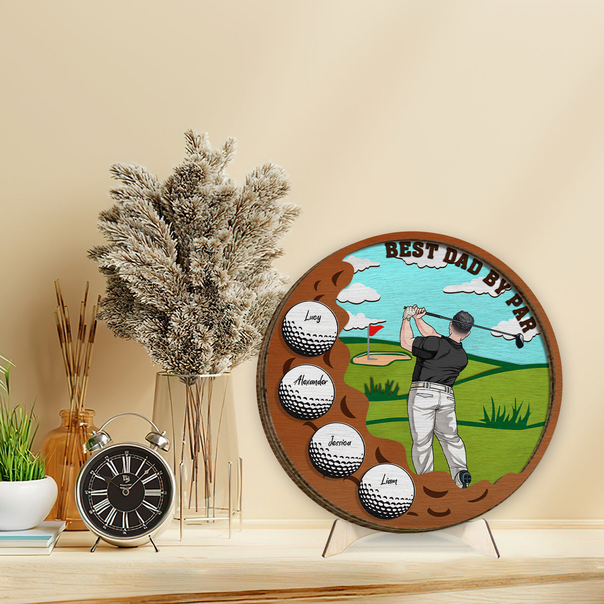 Meilleur papa par Par - Plaque en bois personnalisée à 2 couches « Papa »