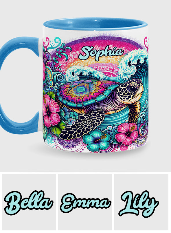 Mug personnalisé « Peace Love Turtle » avec motif tortue