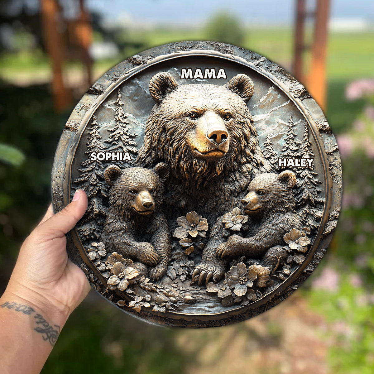 Mama Bear - Personalized Mother Round Shaped Stone