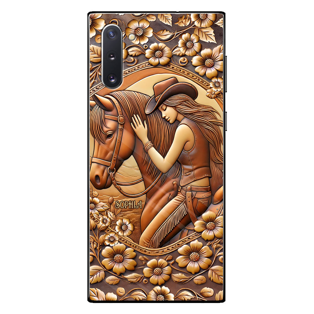 Une fille et son cheval - Coque de téléphone personnalisée à motif cheval