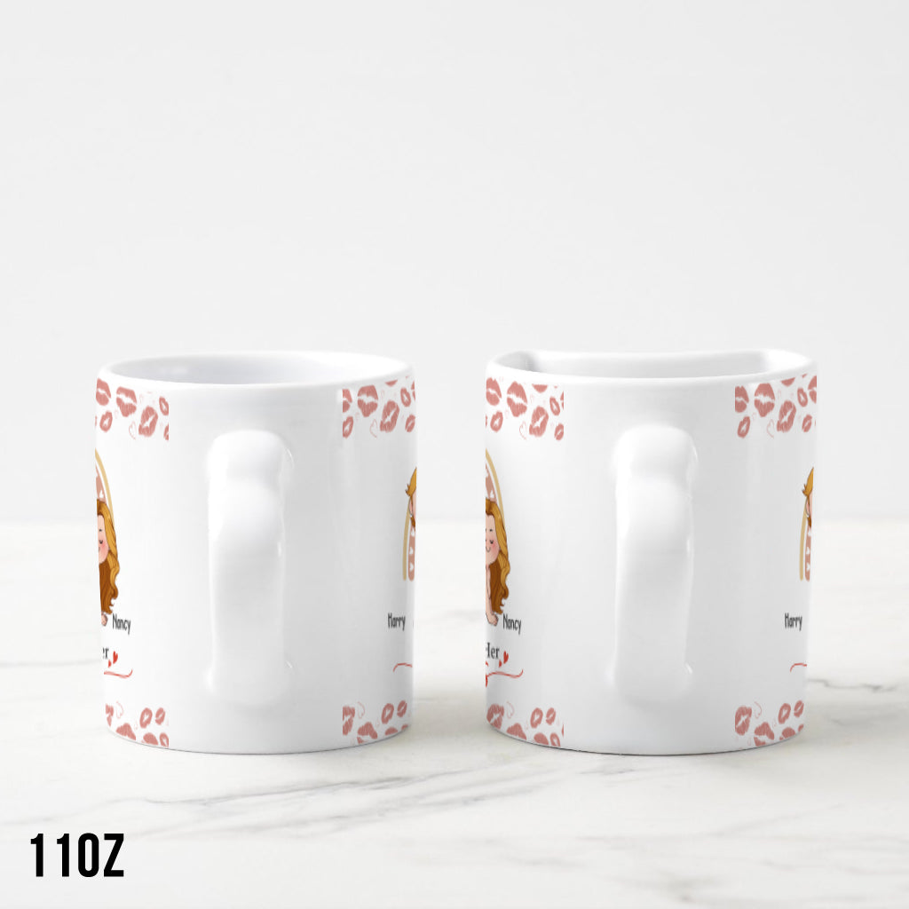 Notre endroit préféré, c'est d'être ensemble - Mug assorti personnalisé pour couple avec anse en forme de cœur