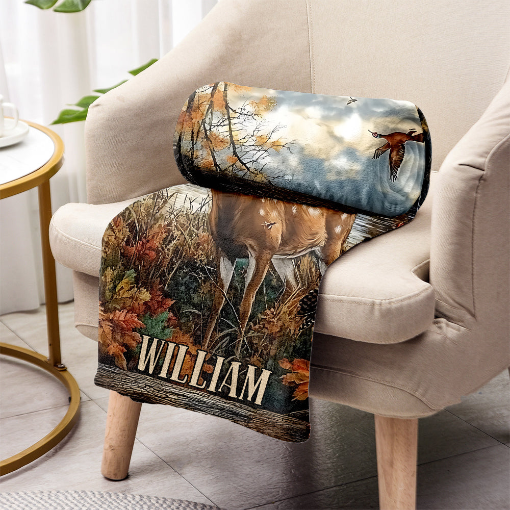 Vintage Hunting Forest - Personalized Hunting Blanket