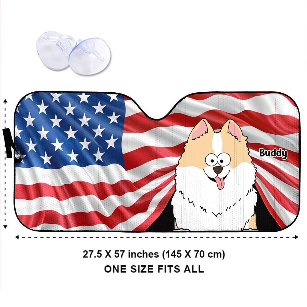 Funny Dog 4th Of July - Personalized Dog Car Sunshade