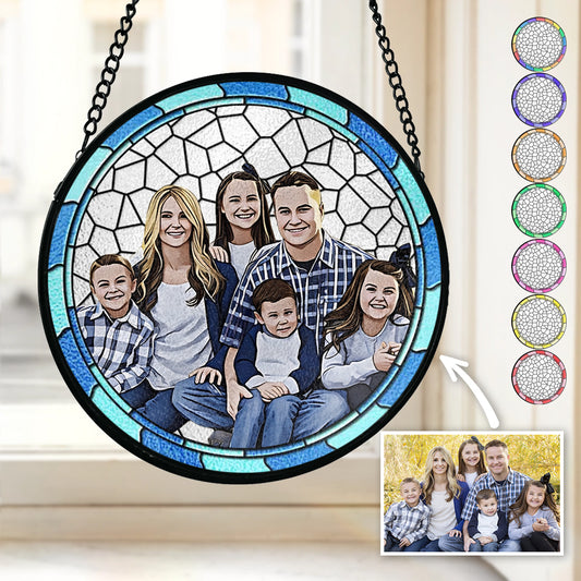 La meilleure famille du monde - Attrape-soleil en vitrail personnalisé pour toute la famille