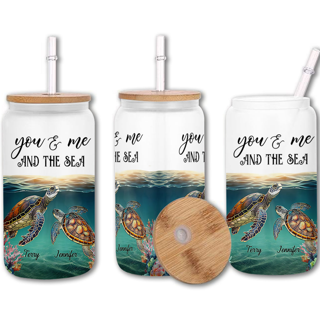 Toi, moi et la mer - Verre à canette personnalisé Tortue