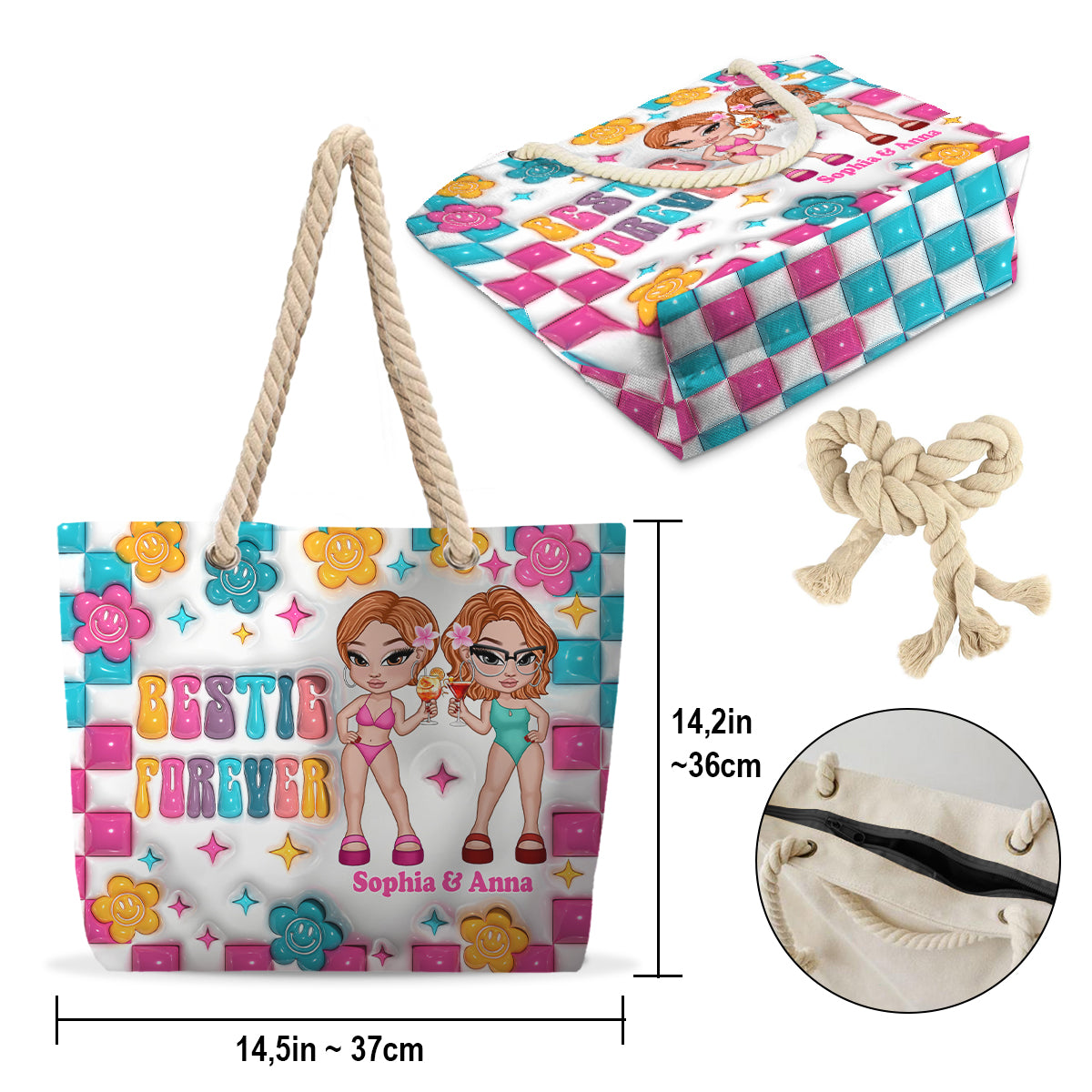Meilleure amie pour toujours - Sac de plage personnalisé pour meilleure amie
