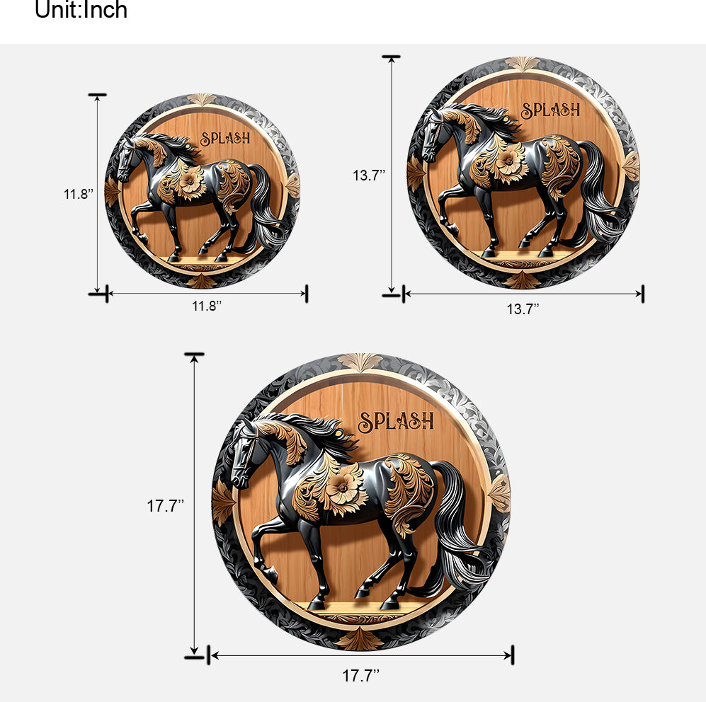 Cheval noir - Panneau en bois personnalisé en forme de cheval