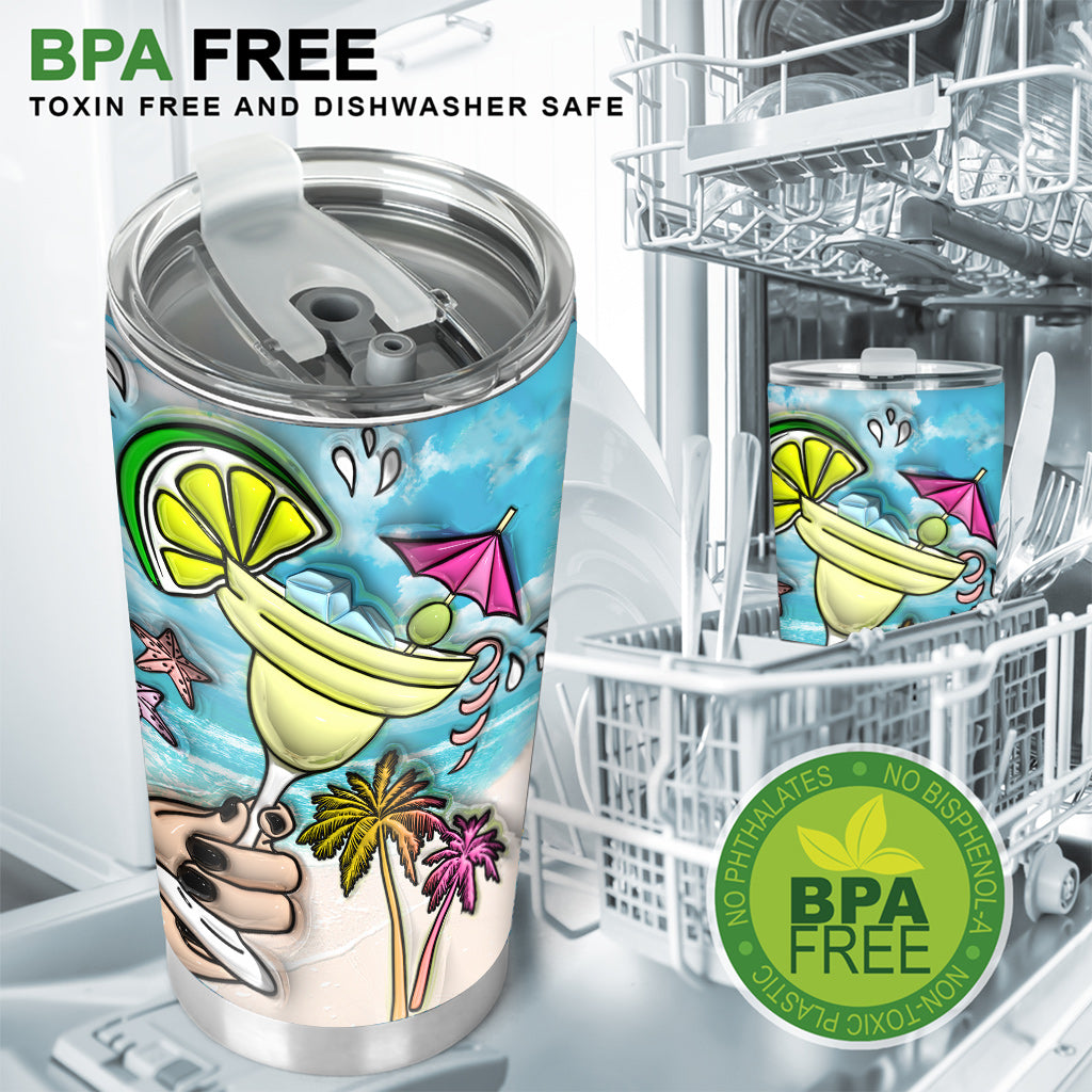 Sun Sand And A Drink In My Hand - Personalized Sea Lover Tumbler