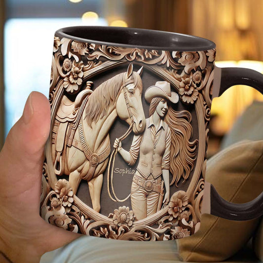 A Girl And Her Horse - Personalized Horse Accent Mug