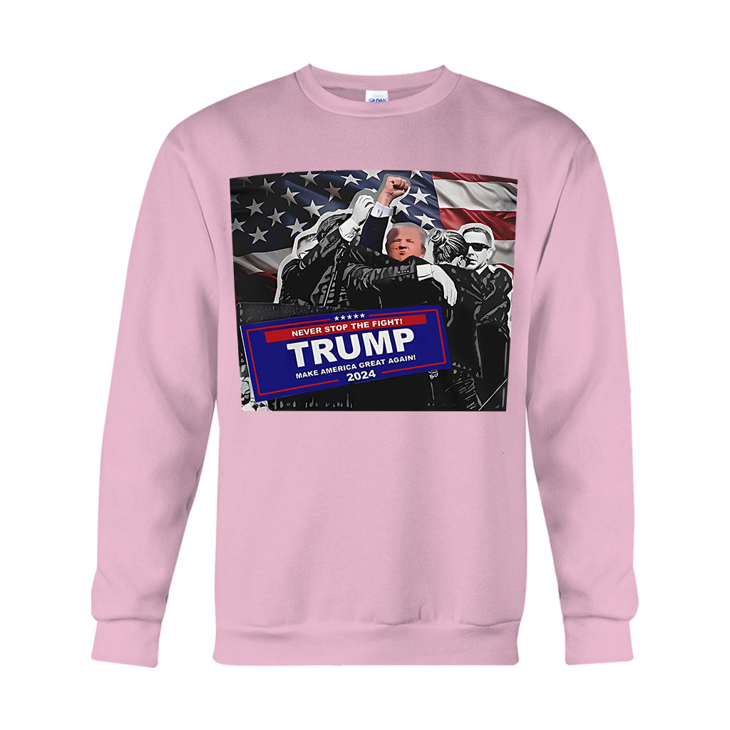 T-shirt « Unis nous sommes forts », T-shirt « Jamais de reddition », T-shirt « Luttons pour l’Amérique », T-shirt « Rassemblement 2024 », T-shirt « Luttons, combattons, combattons »