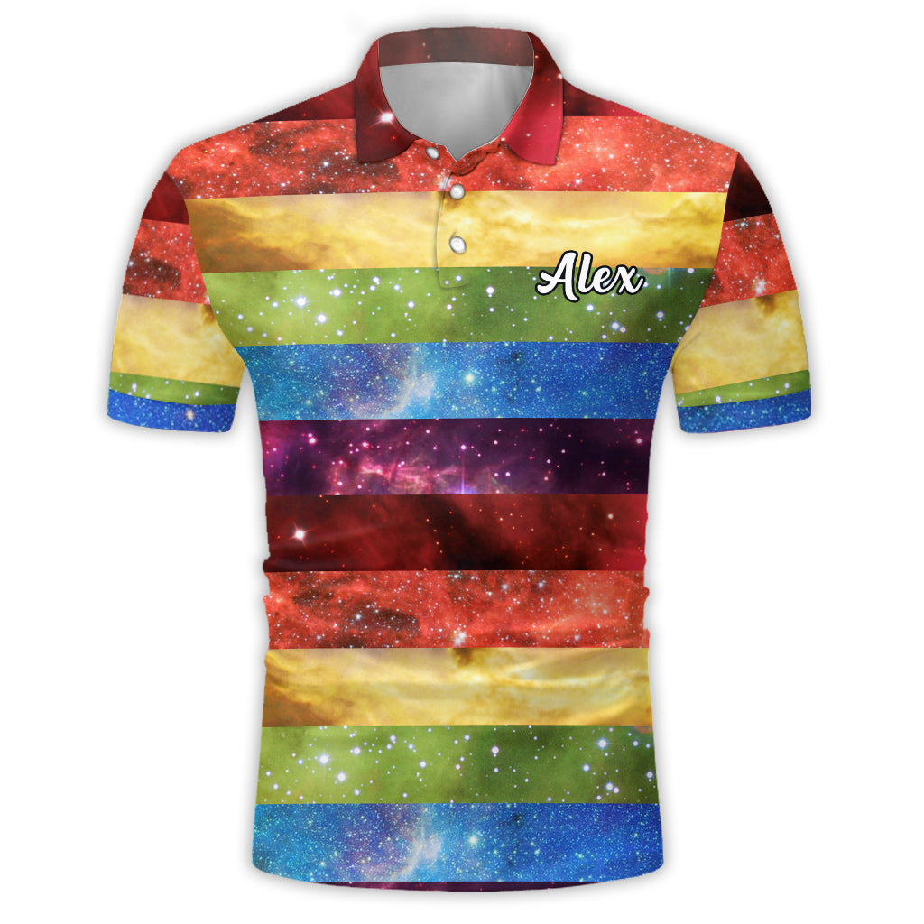 Polo personnalisé « Pride Rainbow Galaxy » pour le soutien à la communauté LGBT