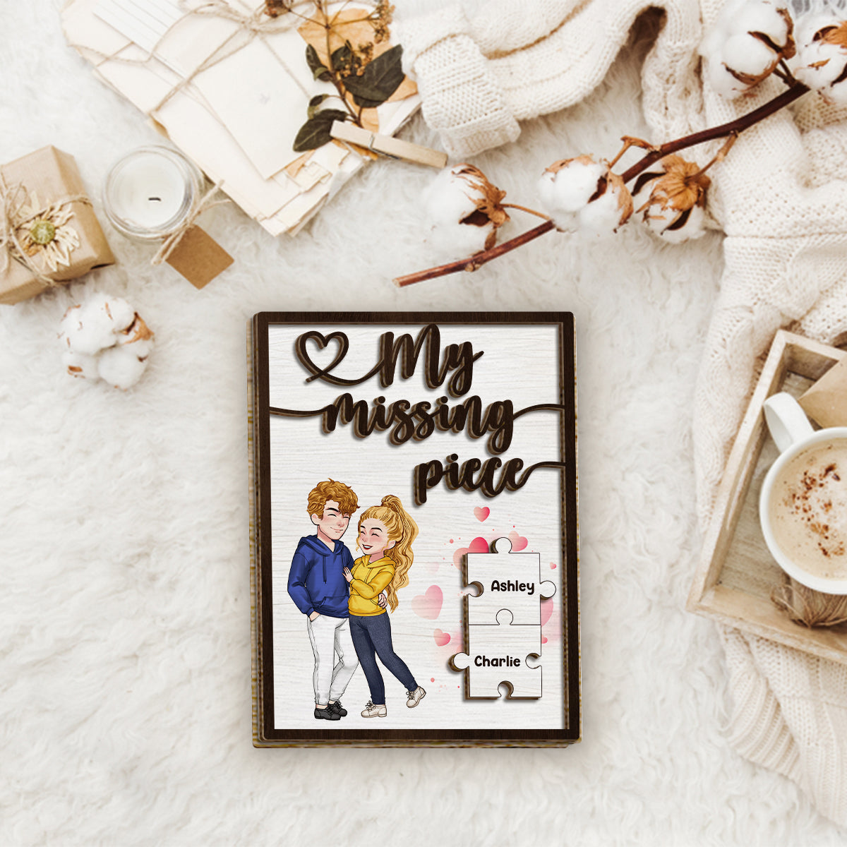 My Missing Piece - Personalized Couple 2 Layered Wood Sign / Wood Plaque