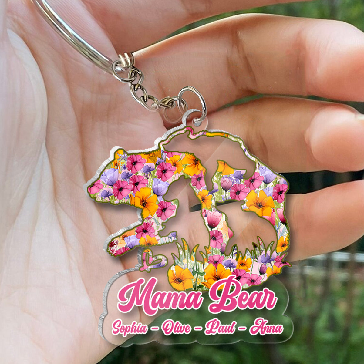 Maman Ours - Porte-clés transparent personnalisé Maman Ours
