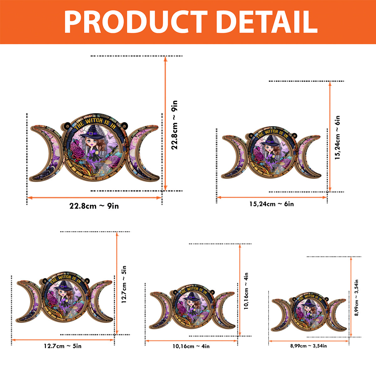La sorcière est là ! Attrape-soleil personnalisé à 2 couches, à suspendre à la fenêtre.