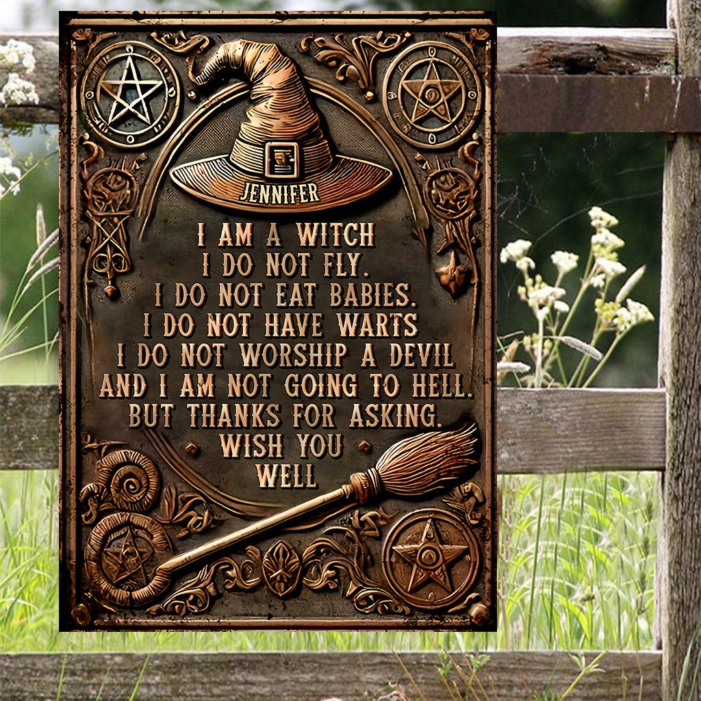 Je suis une sorcière - Panneau métallique rectangulaire personnalisé « Sorcière »