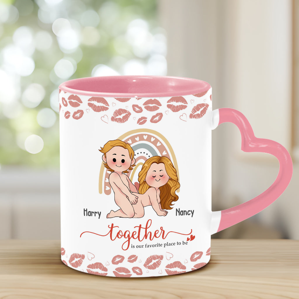 I Love You - Personalized Couple Heart Handle Mug