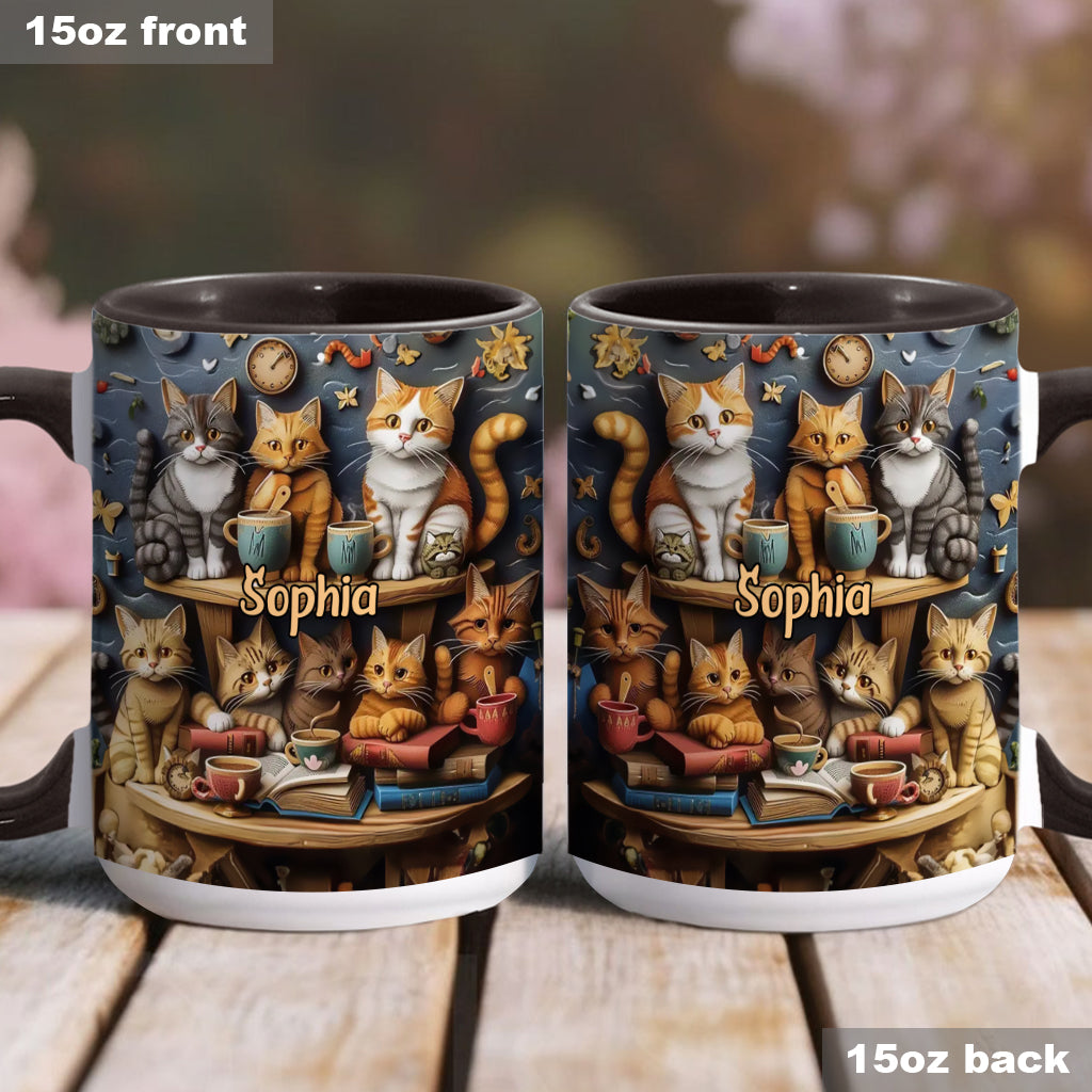 Mug personnalisé style vintage « Just Love Cats » avec motif chat