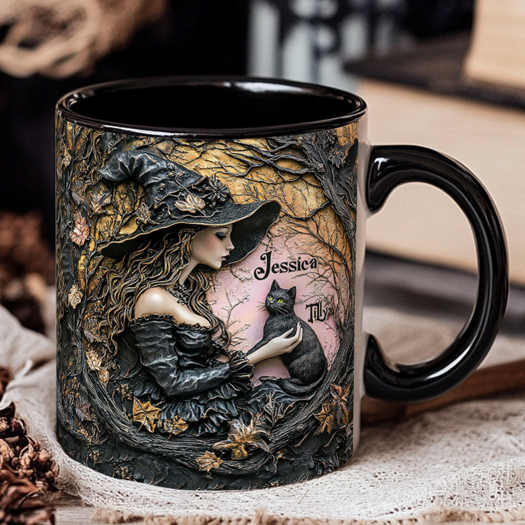 Une sorcière et son chat noir : c'est magnifique ! - Mug personnalisé à l'effigie d'une sorcière