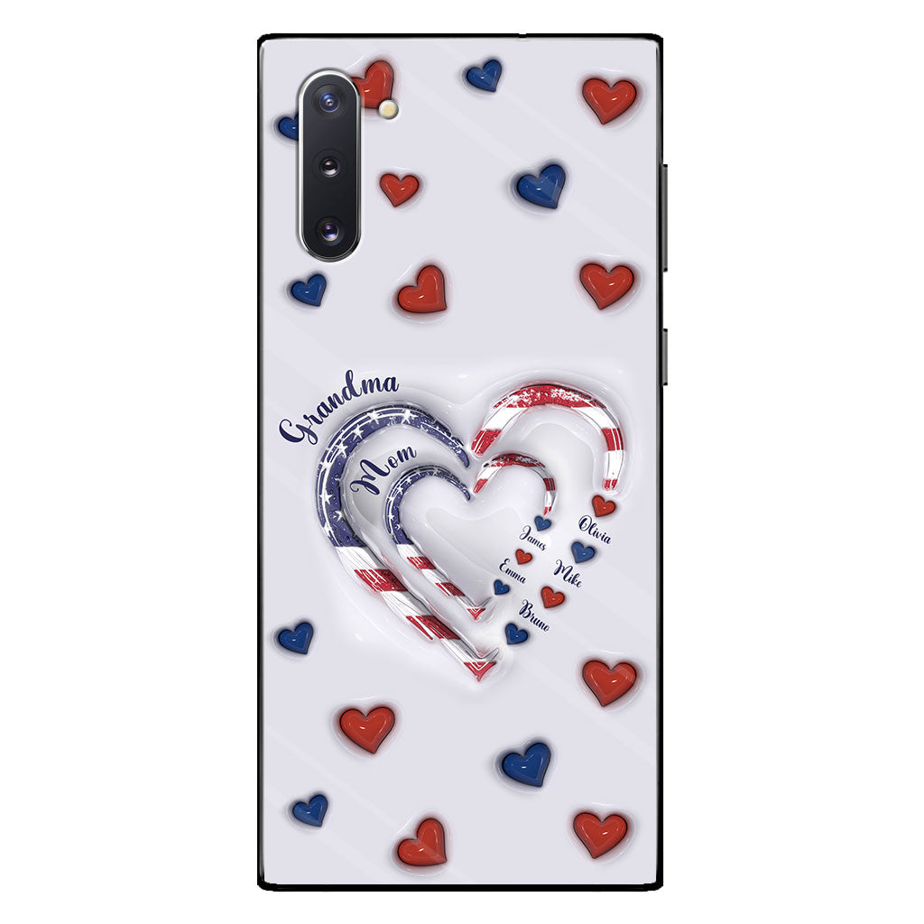 Coque de téléphone personnalisée « Cœurs de grand-mère » pour le 4 juillet