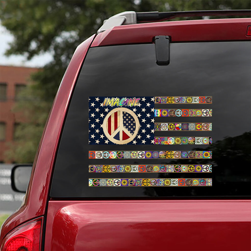 Imagine Hippie Soul Retro Flag - Hippie Decal Full