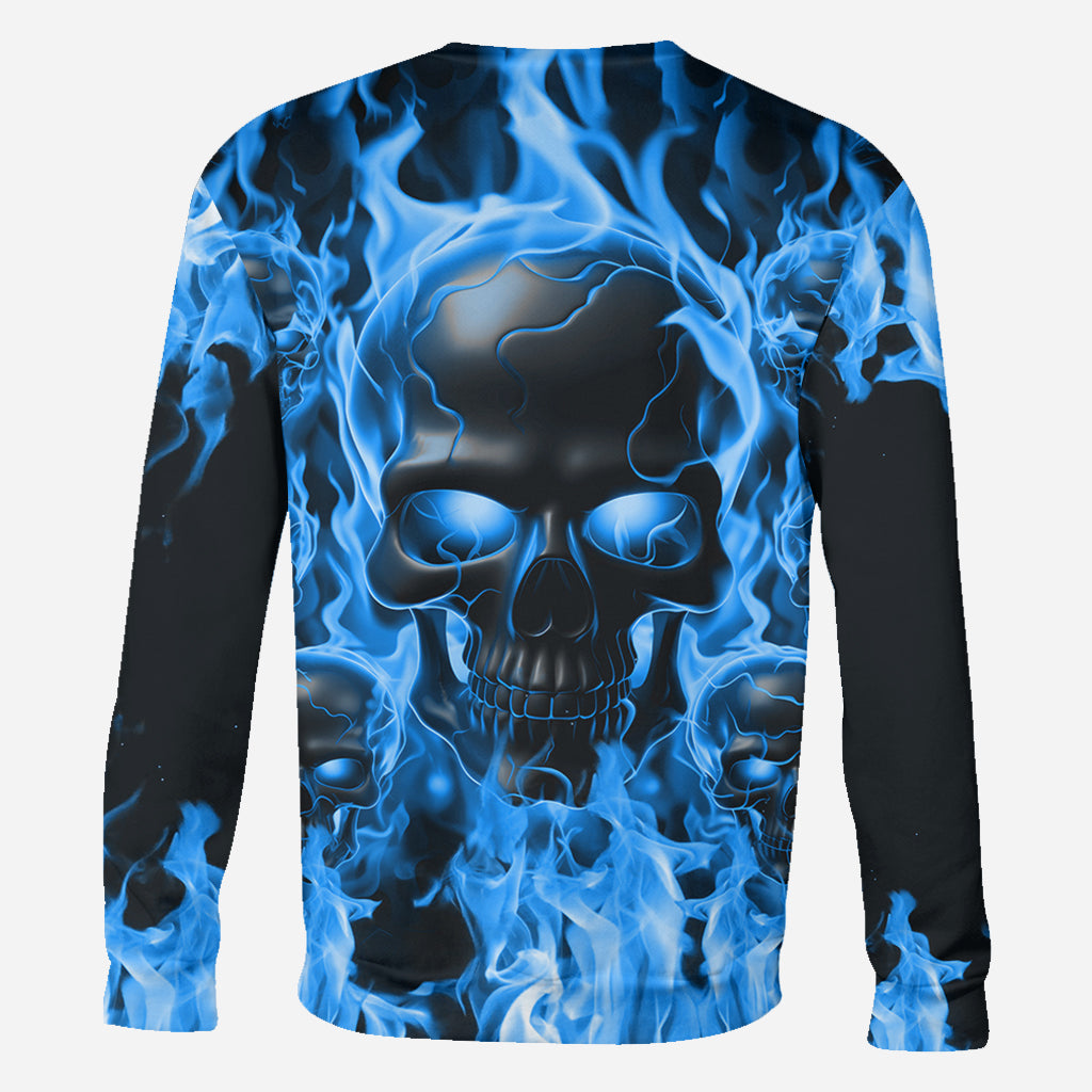 T-shirt personnalisé avec crâne fondu en feu - Motif crâne intégral