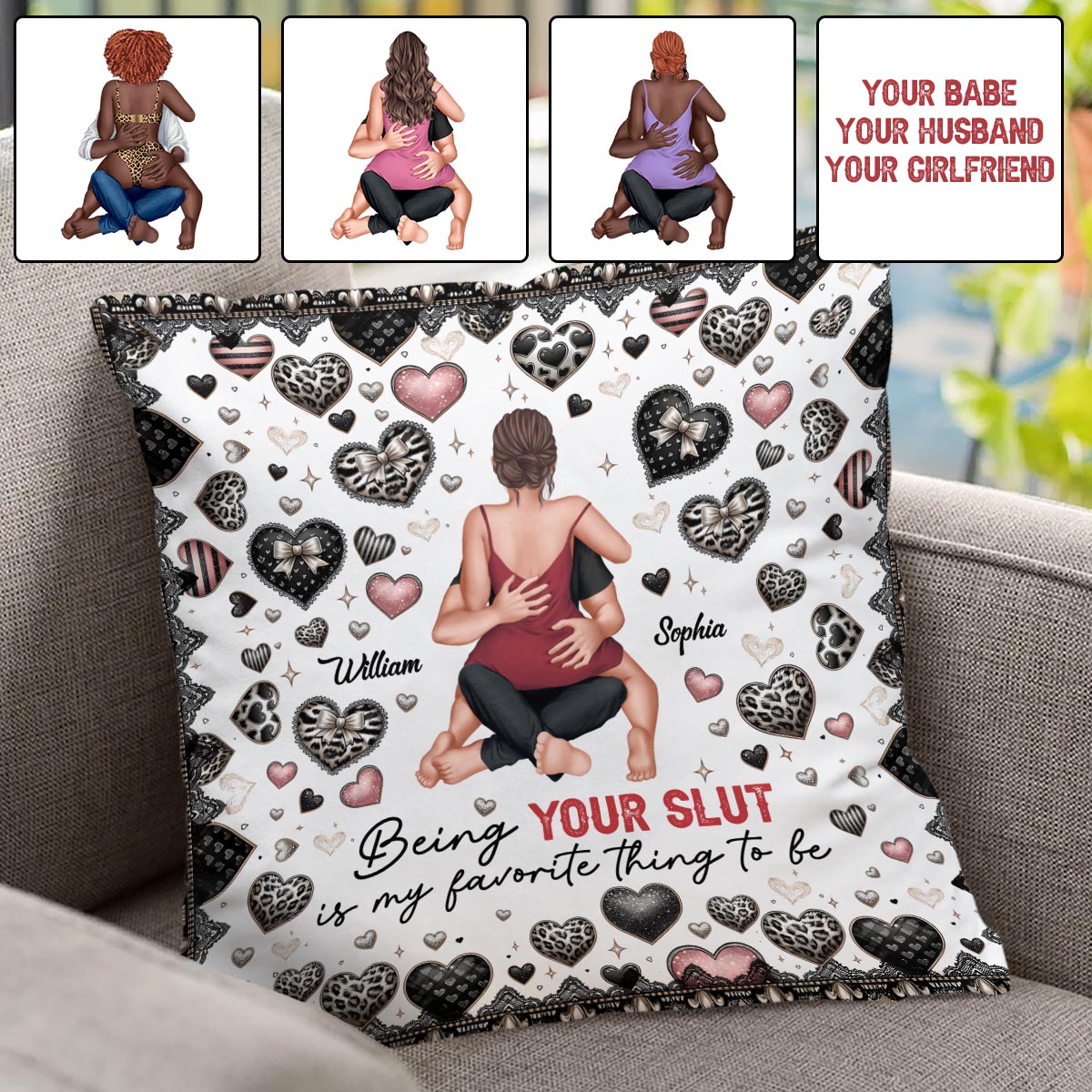 Mon truc préféré - Coussin décoratif personnalisé pour couple