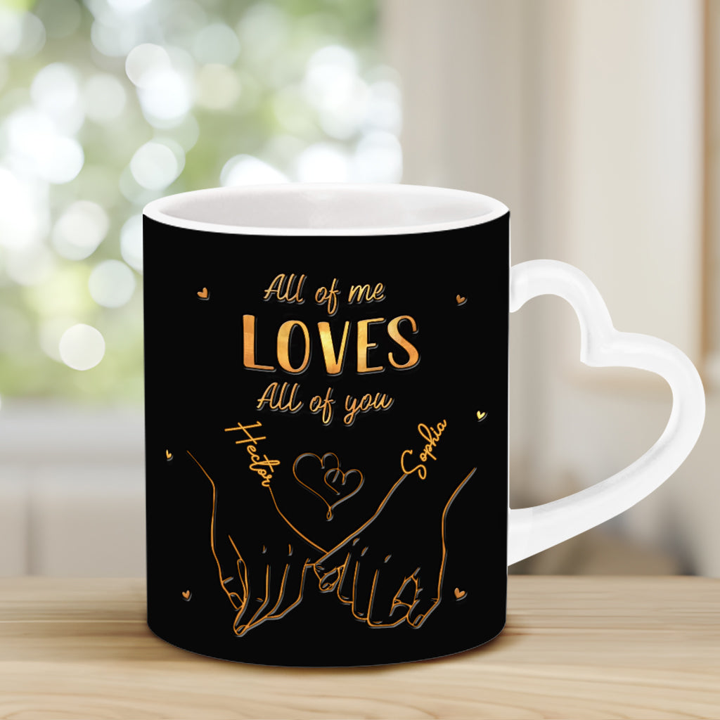 De notre premier baiser à notre dernier souffle - Mug personnalisé pour couple avec anse en forme de cœur