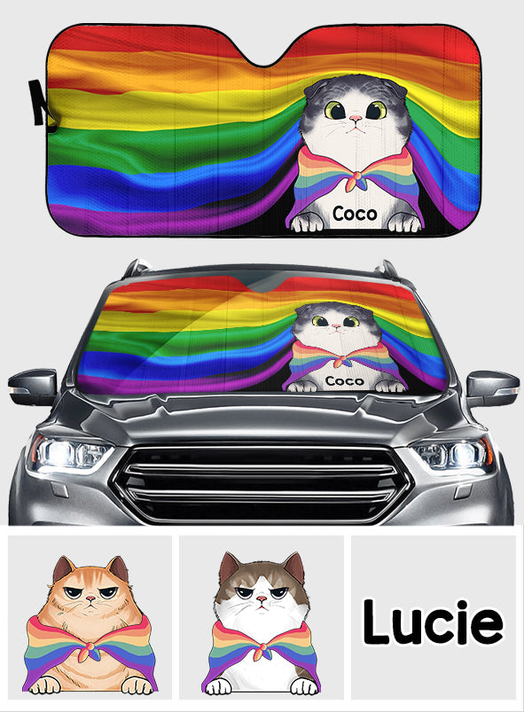 Pare-soleil de voiture personnalisé pour chat Pride Cat