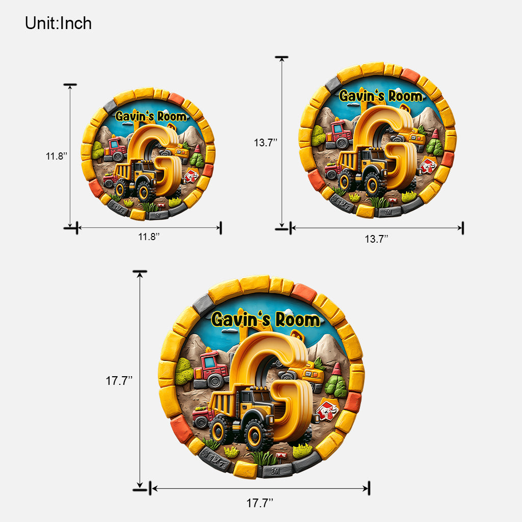 Construction Vehicles Letter - Personalized Kid Custom Shaped Wood Sign