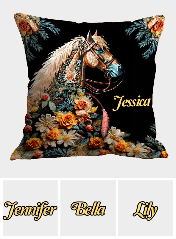 Coussin décoratif personnalisé « Amoureux des chevaux »
