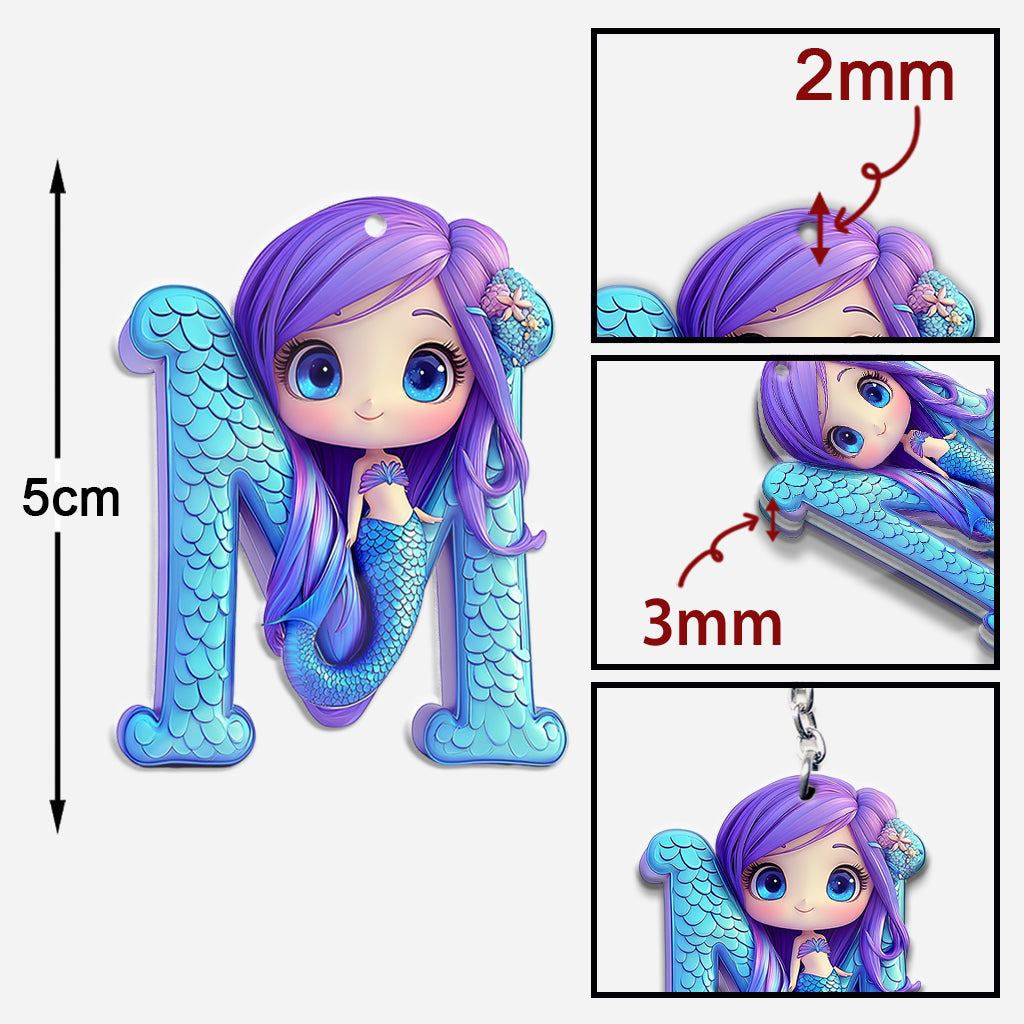 Beautiful Mermaid Letter - Personalized Kid Keychain