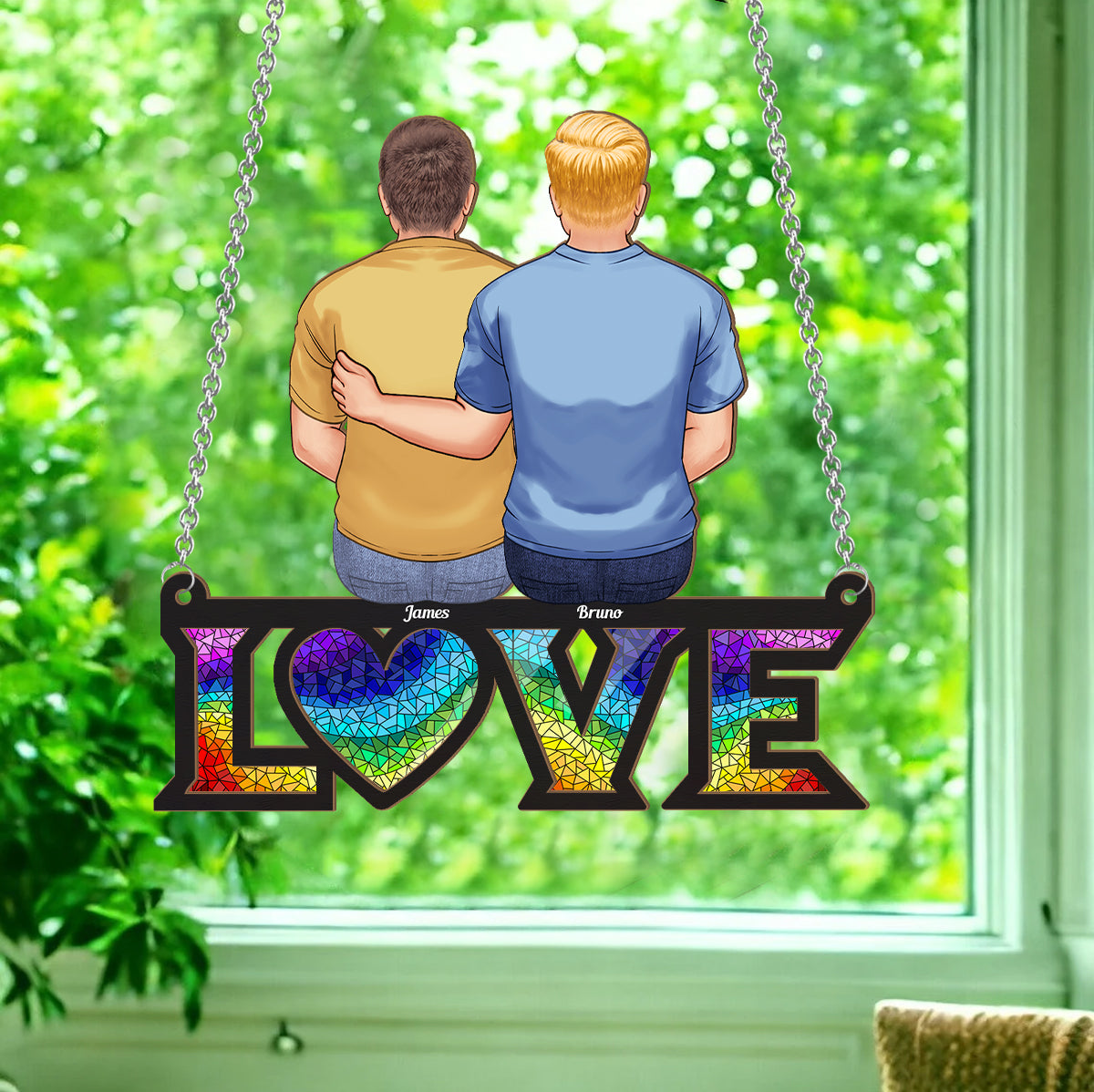 L'amour est l'amour - Attrape-soleil personnalisé à deux couches, symbole de soutien à la communauté LGBT.