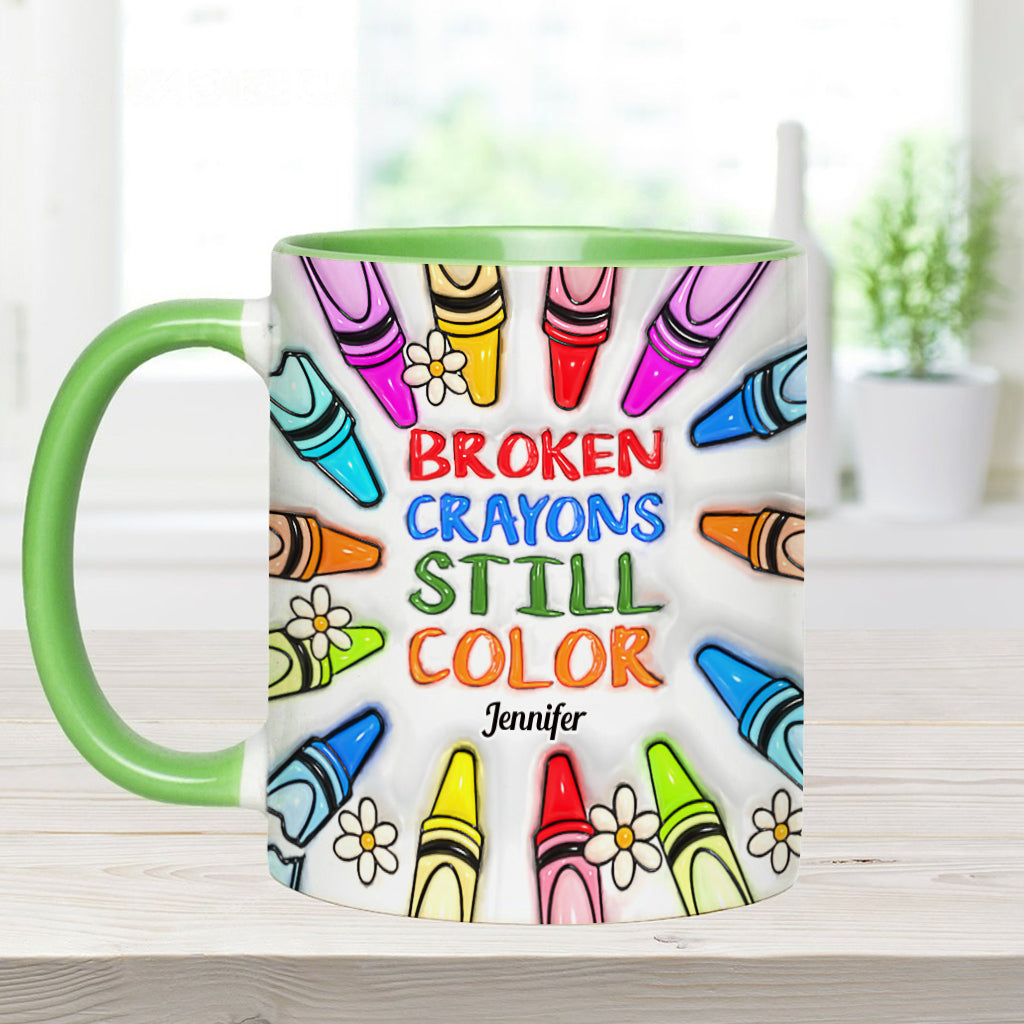 Mug personnalisé « Crayons cassés, mais toujours colorés » pour la prévention du suicide