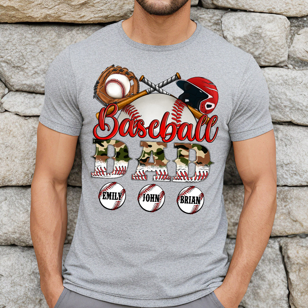 Meilleur papa de joueur de baseball au monde - T-shirt et sweat à capuche camouflage personnalisés - Sweat à capuche