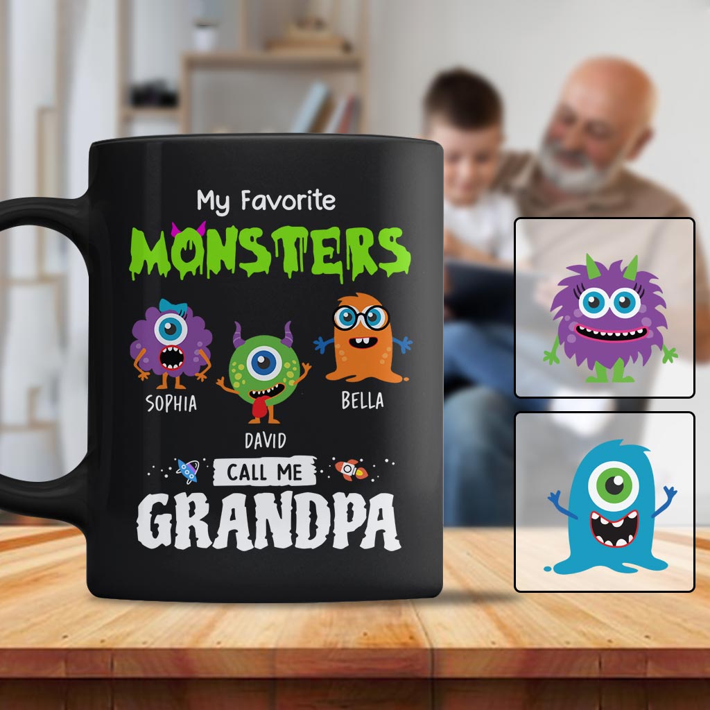Mes monstres préférés m'appellent Papi Papa - Mug personnalisé pour Papi