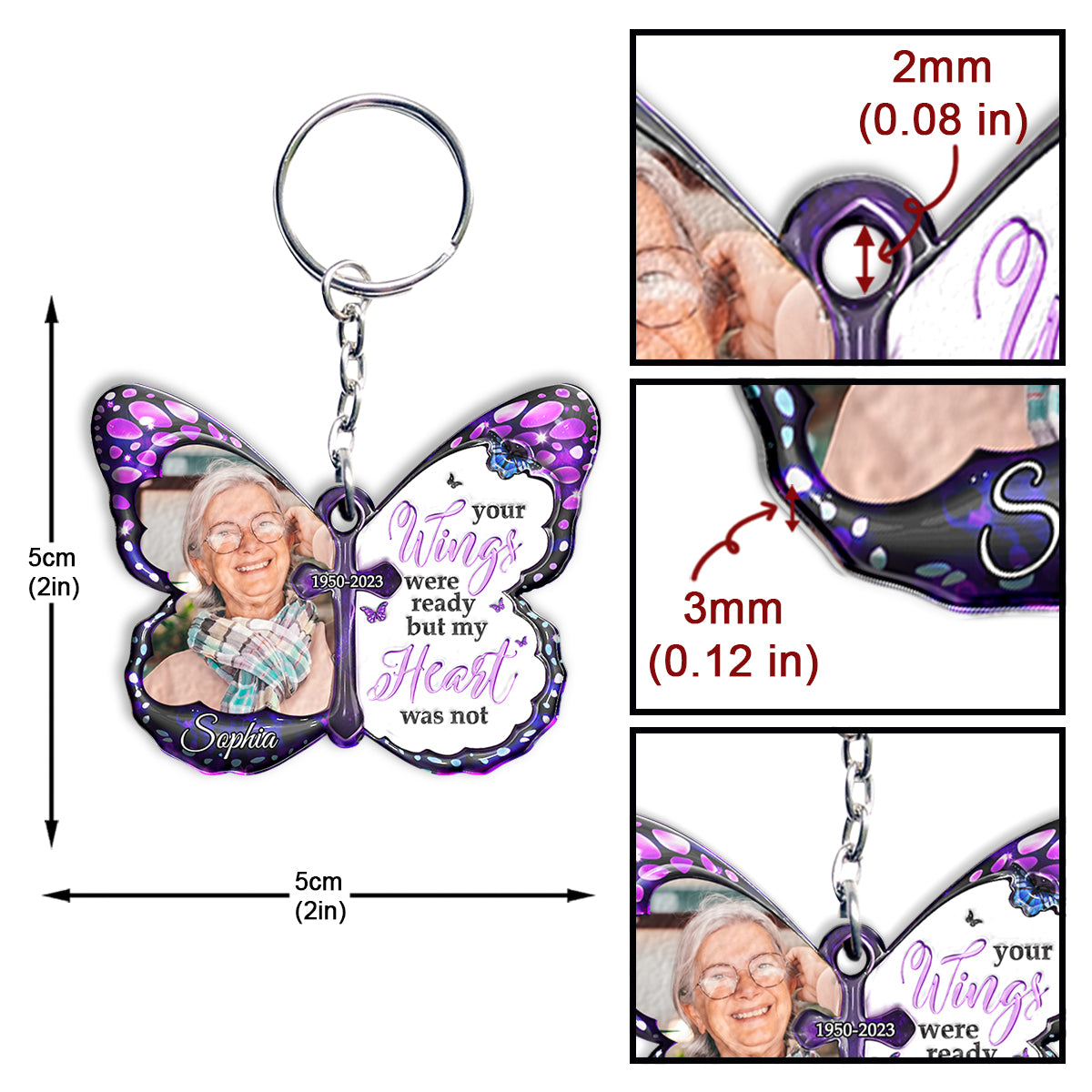 Your Wings Were Ready But My Heart Was Not - Personalized Memorial Keychain
