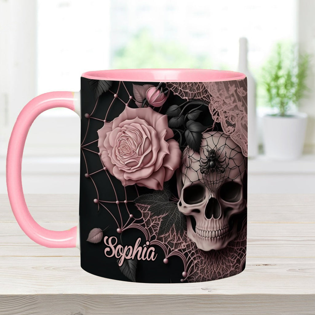 Mug personnalisé à motif de crâne et roses